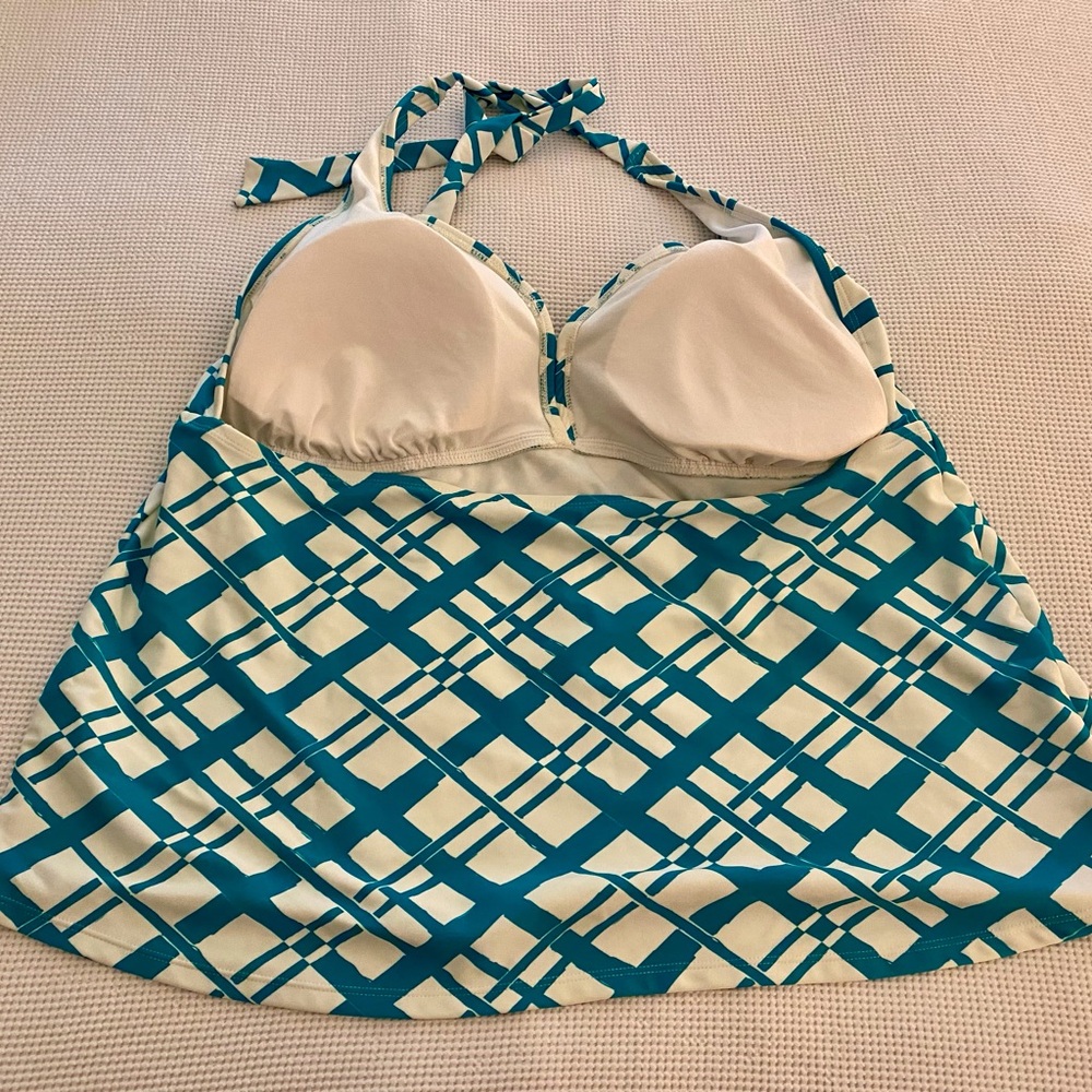 Teal and White Halter Top-Swim - Picture 2 of 3